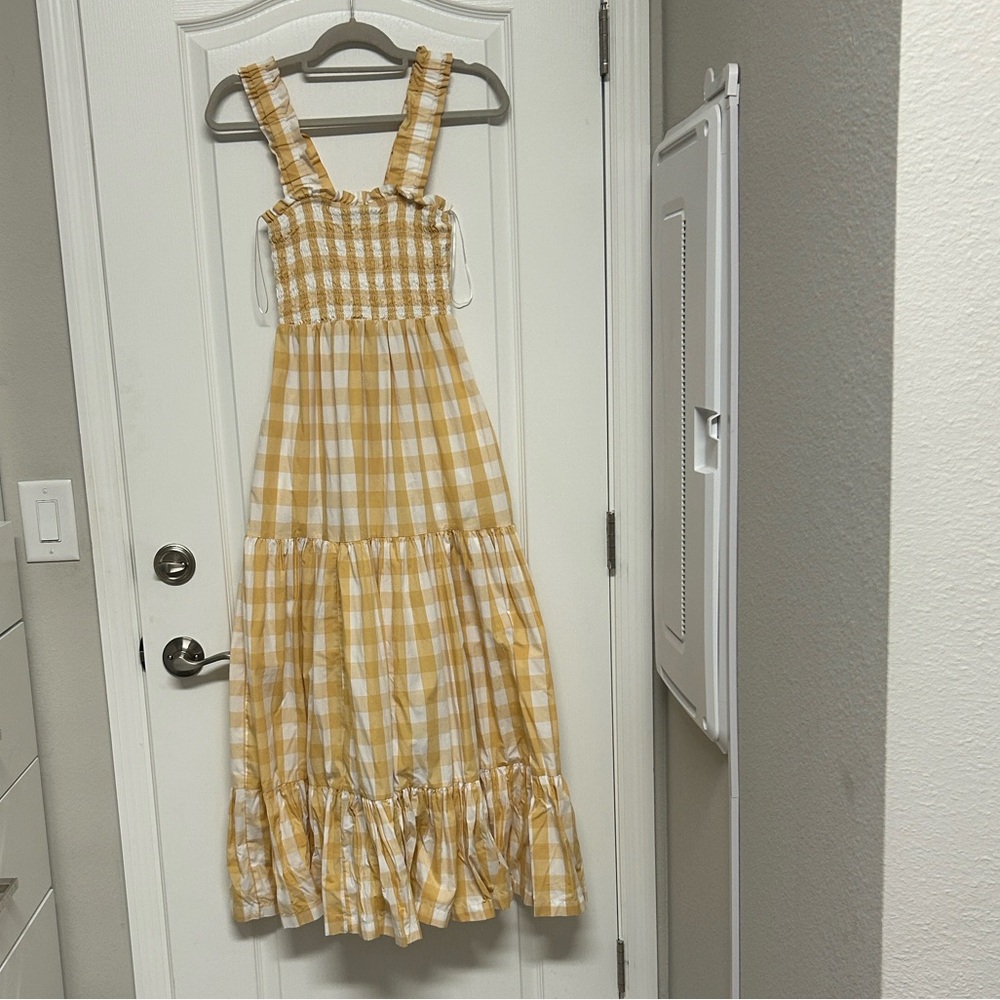 Abercrombie & Fitch Yellow and White Gingham Smocked Dress - Picture 4 of 5